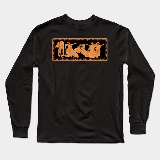 Herakles wrestling Antaeus Long Sleeve T-Shirt by Mosaicblues